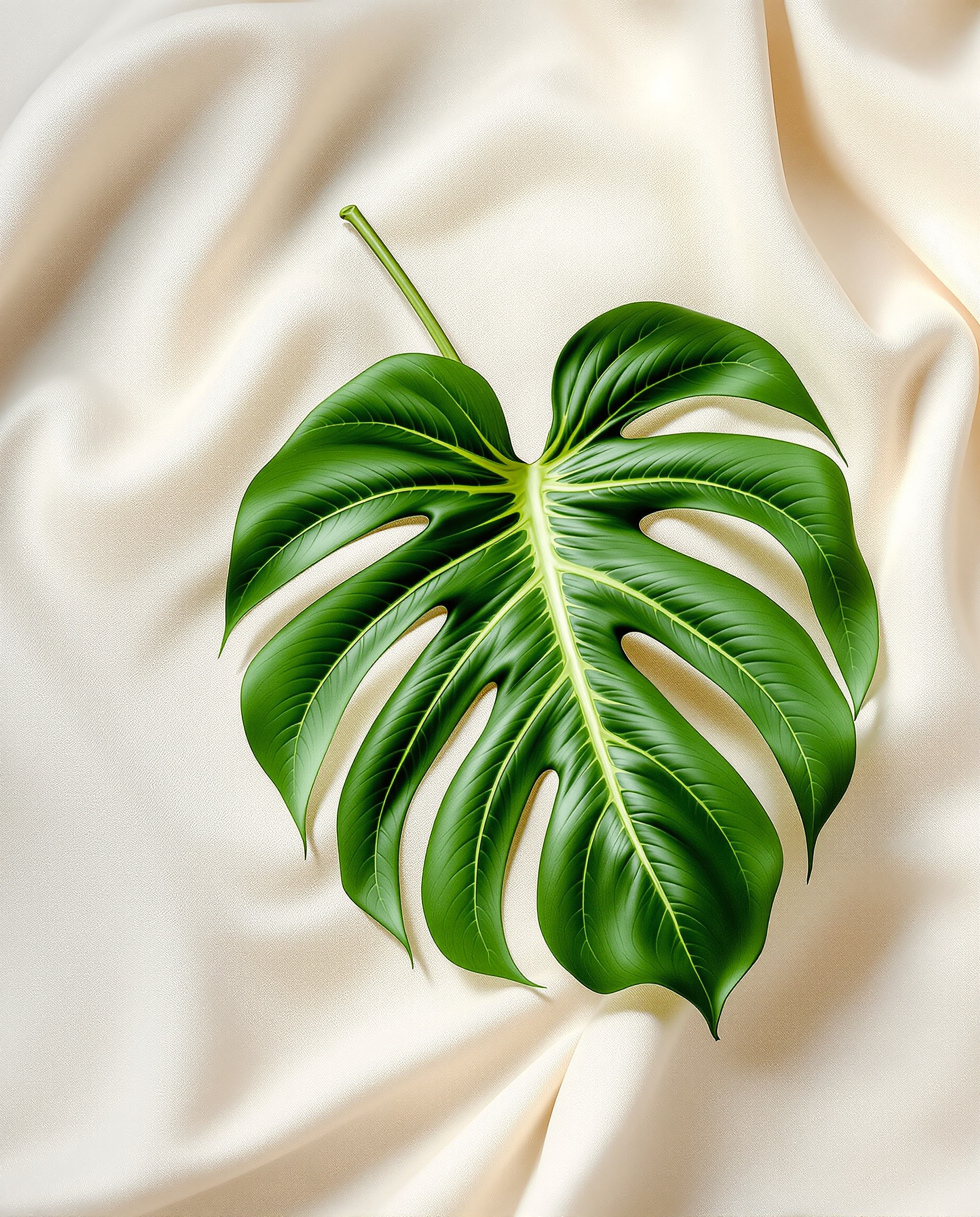 Close-up of a Monstera leaf